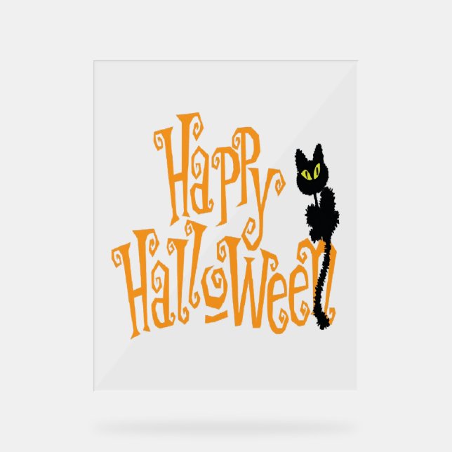 PANNEAU EN ACRYLIQUE HAPPY HALLOWEEN CAT (Recto)