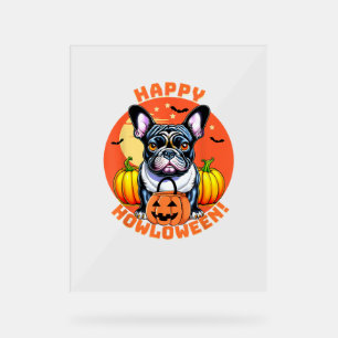 Panneau En Acrylique Happy Howloween French Bulldog frenchie chien hall