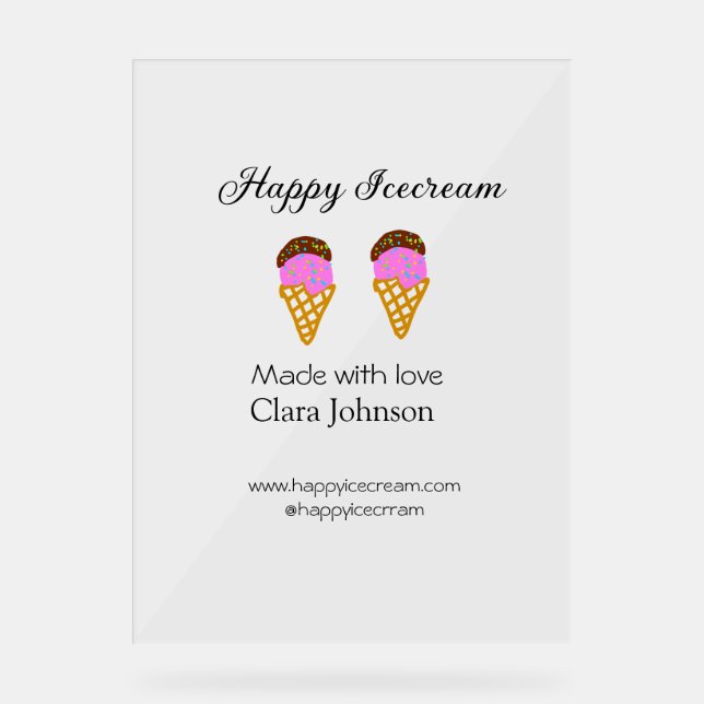 Panneau En Acrylique Happy Icecream add name website social media  (Recto)