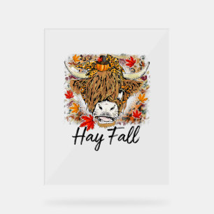 Panneau En Acrylique Hay Fall Highland Cow Leopard Thanksgiving Heifer