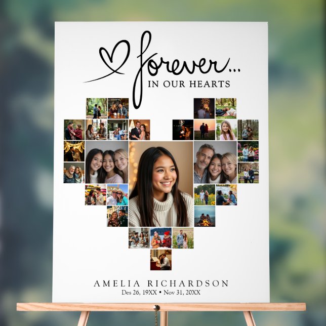 Panneau En Acrylique Heart Shaped Photo Collage Memorial Welcome (Neutre)