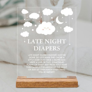 Panneau En Acrylique Heaven a envoyé Baby shower Late Night Diapers Jeu