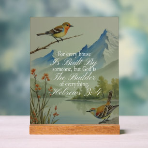 Panneau En Acrylique Hébreux 3:4 Dieu le Bâtisseur Écriture Chrétien
