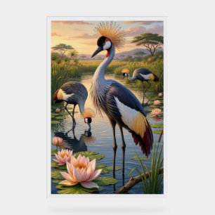 Panneau En Acrylique Héron au bord de l'eau Paysage naturel serein en m