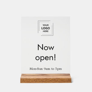 Panneau En Acrylique Heures d'ouverture du magasin maintenant Logo d'