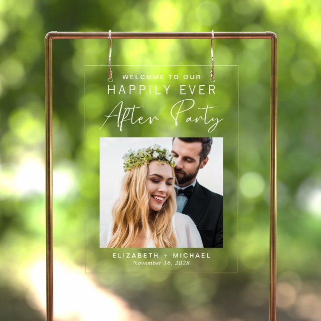 Panneau En Acrylique Heureusement Jamais Après Photo Mariage Réception  (Créateur téléchargé)