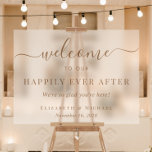 Panneau En Acrylique Heureux Jamais après Gold Mariage Welcome Frosted<br><div class="desc">Mariage acrylique dépoli et élégant signe d'accueil avec "Welcome To Our Happily Ever After" dans un mélange de typographie or moderne simple et un élégant script or avec des swashes,  "We are so happy you are here, " et vos noms et date mariage.</div>