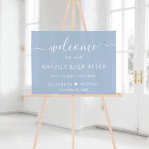 Panneau En Acrylique Heureux Pour Toujours Poussiéreux Bleu Mariage Bie