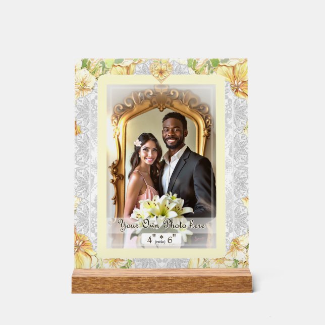 Panneau En Acrylique Hibiscus & dentelle JAUNE (Recto)