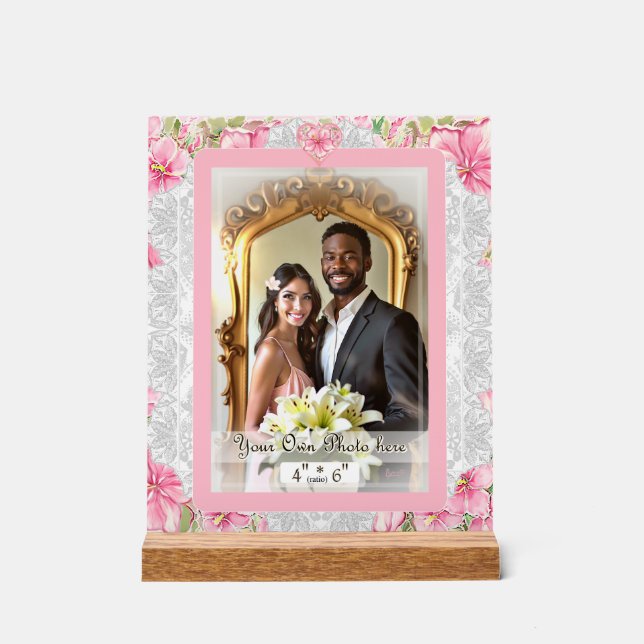 Panneau En Acrylique Hibiscus & dentelle PINK (Recto)