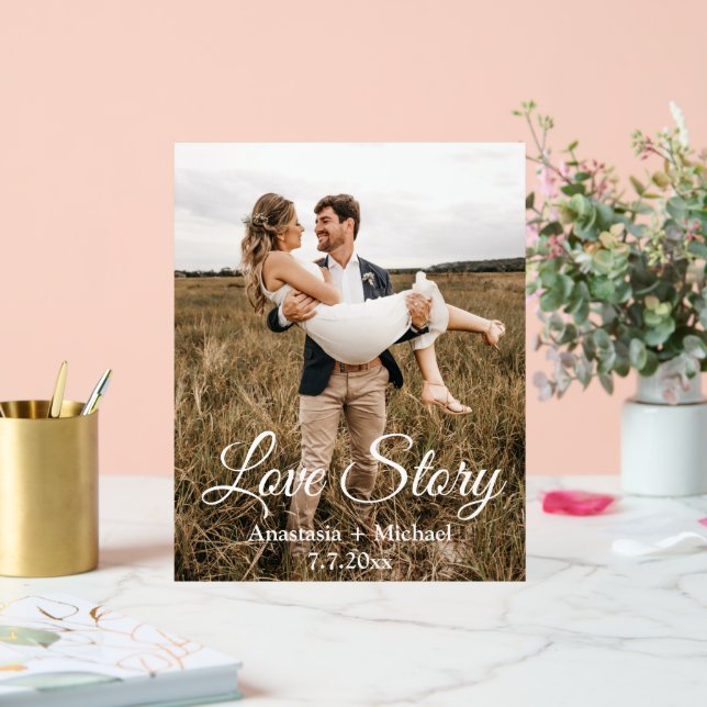 Panneau En Acrylique histoire d'amour, calligraphie classique, photo ma (Mariage)