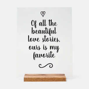 Panneau En Acrylique Histoire d'amour romantique calligraphie mariage