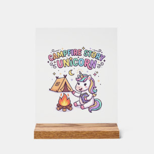 Panneau En Acrylique Histoire de feu de camp licorne Licorne charmante