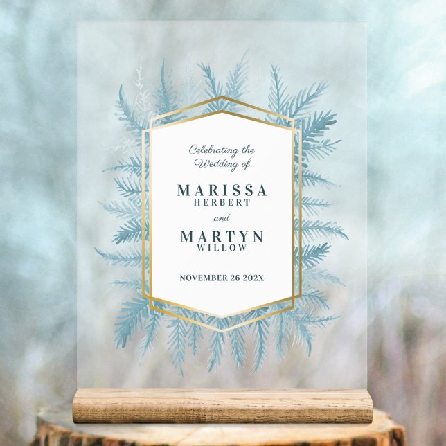 Panneau En Acrylique Hiver à feuillage persistant bleu épicéa art maria (Créateur téléchargé)