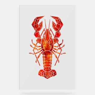 Panneau En Acrylique Homard polygonal rouge