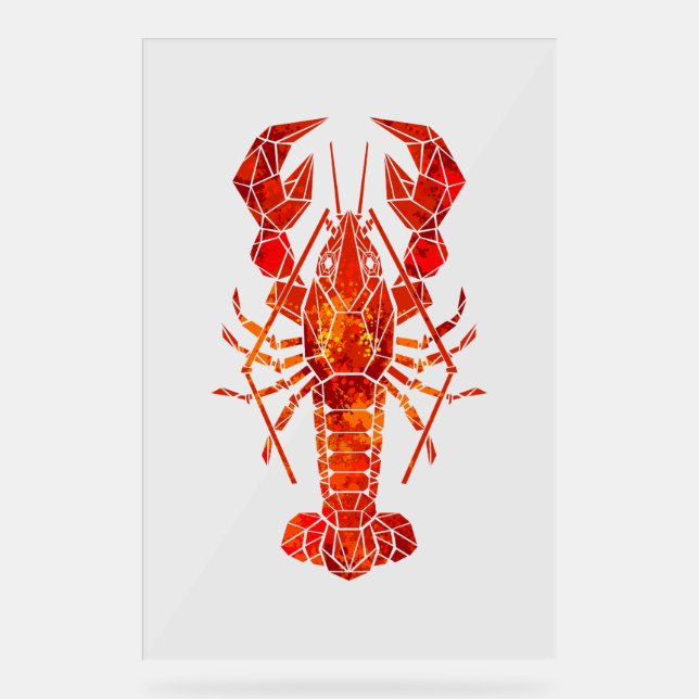 Panneau En Acrylique Homard polygonal rouge (Recto)