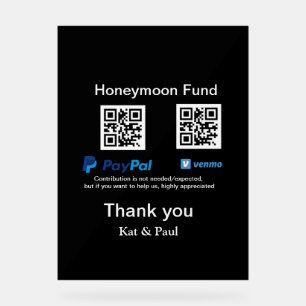 Panneau En Acrylique Honeymoon Fund PayPal Venmo QR code Merci