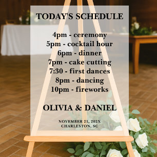 Panneau En Acrylique Horaire des mariages d'hiver aux chandelles