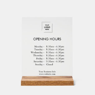 Panneau En Acrylique Horaires d'Ouverture Personnalisés Logo d'Entrep