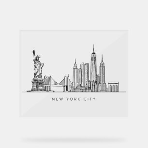 Panneau En Acrylique Horizon de New York minimaliste en ligne art
