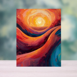 Panneau En Acrylique Horizon radiant - Peinture Abstraite vibrante au c