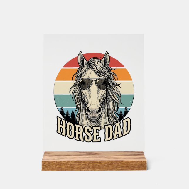 Panneau En Acrylique Horse Dad Vintage Sunset Engraving Vector Design_1 (Recto)