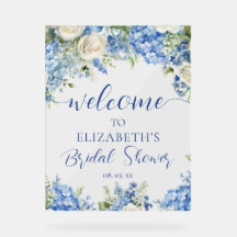Hortensia Bleu Roses Blanches Floral Script Bienve