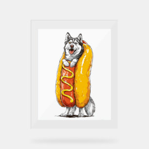 Panneau En Acrylique Hot Dog Husky - Costume alimentaire drôle