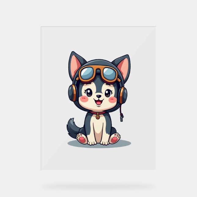 Panneau En Acrylique Husky Pilot Amoureux des chiens Malamute (Recto)