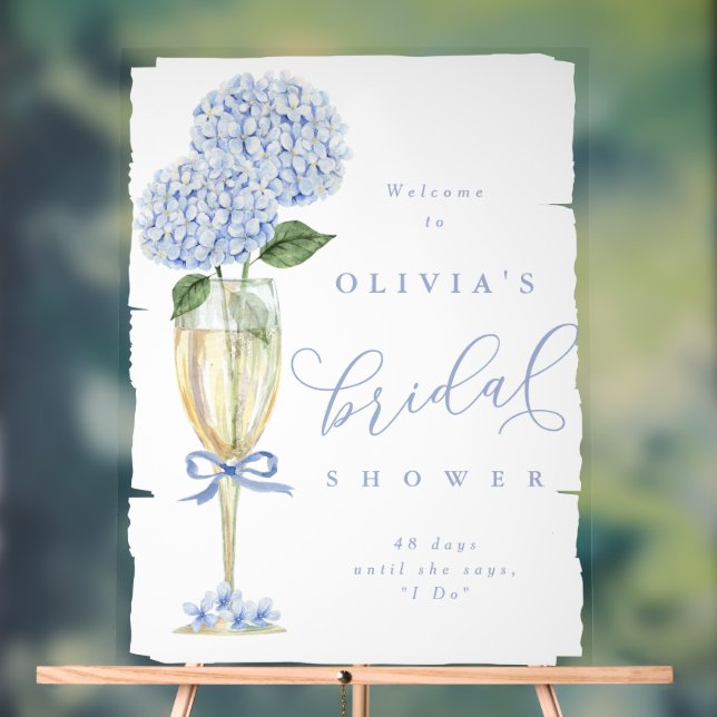 Panneau En Acrylique Hydrangea Bleu & Champagne Peinture de salle de ba (Neutre)