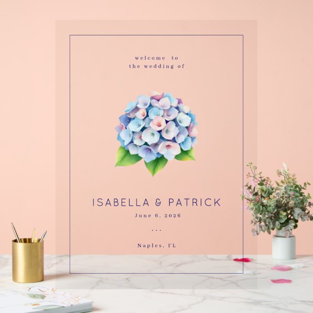 Panneau En Acrylique Hydrangea Pastel Serein (Mariage)