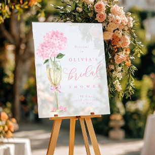 Panneau En Acrylique Hydrangea Rose & Champagne Bienvenue Douche givré
