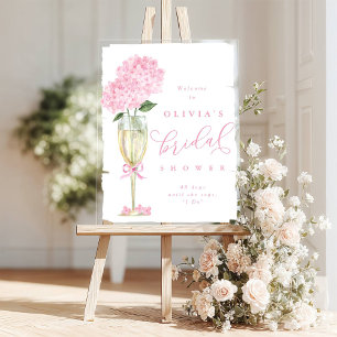 Panneau En Acrylique Hydrangea Rose & Douche de Champagne Bienvenue Pei