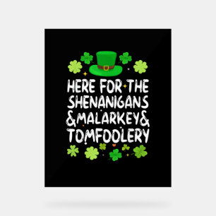 Panneau En Acrylique Ici Pour Les Shenanigans Malarkey Tomfoolery St Pa