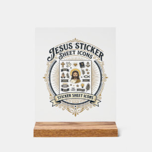 Panneau En Acrylique Icônes de feuille d'autocollants Jésus Icône de fe