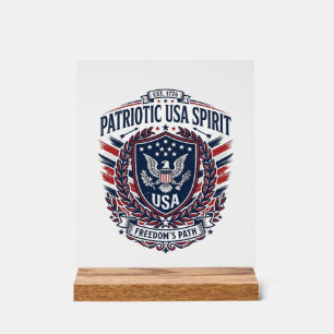Panneau En Acrylique Icônes et symboles du bouclier de liberté patrioti
