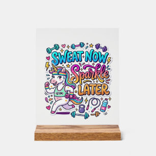 Panneau En Acrylique Idée Cadeau Licorne Transpiration Maintenant Étinc
