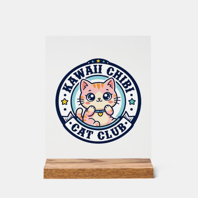Panneau En Acrylique Idée cadeau maman chat chibi kawaii - Kawaii Chibi (Recto)