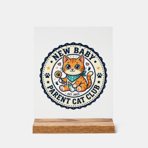 Panneau En Acrylique Idée cadeau nouvelle maman chat - Nouveau bébé P