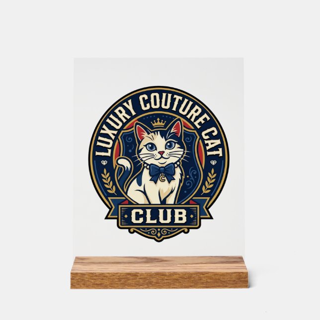 Panneau En Acrylique Idée cadeau pour maman chat de luxe couture - Luxe (Recto)
