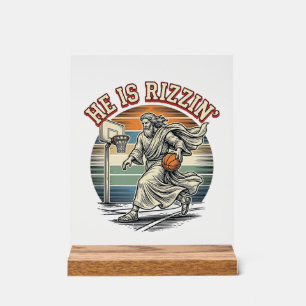 Panneau En Acrylique Il est Rizzin Vintage Basketball Religious T-Shirt