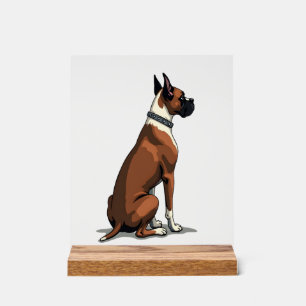 Panneau En Acrylique Illustration de Boxer Vintage vu de dos Marron W
