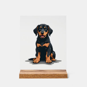 Panneau En Acrylique Illustration de dos de chien noir et marron vintag