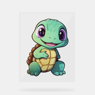 Panneau En Acrylique Illustration de tortue caricaturale