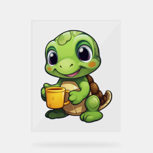 Panneau En Acrylique Illustration de tortue caricaturale