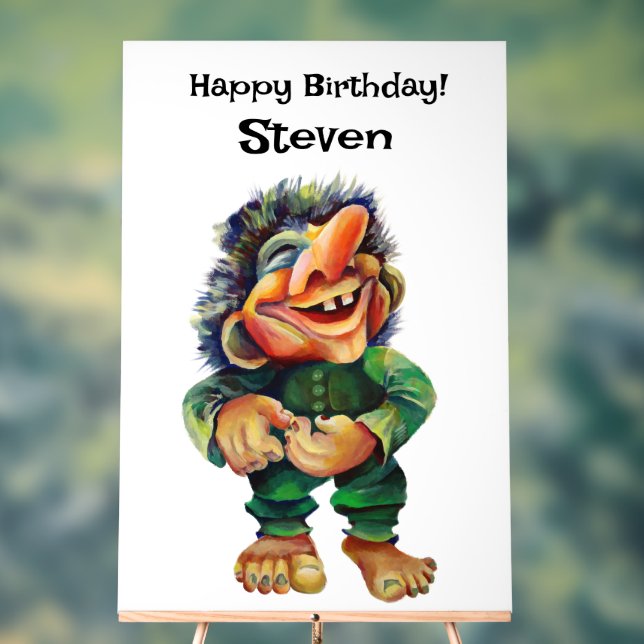 Panneau En Acrylique Illustration de troll drôle scandinave aquarelle (Neutre)