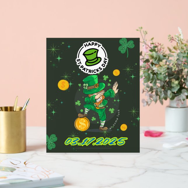 Panneau En Acrylique Illustration jaune vert Saint Patrick`s day (Mariage)