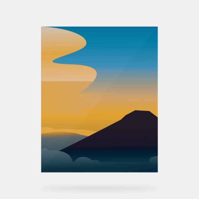 Panneau En Acrylique Illustration peinture de montagne (Recto)