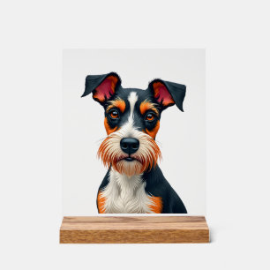 Panneau En Acrylique Illustration Rétro Portrait de Chien Coloré Vintag