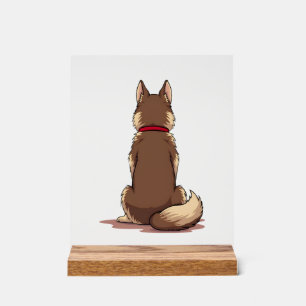 Panneau En Acrylique Illustration vintage vue arrière chien husky marro